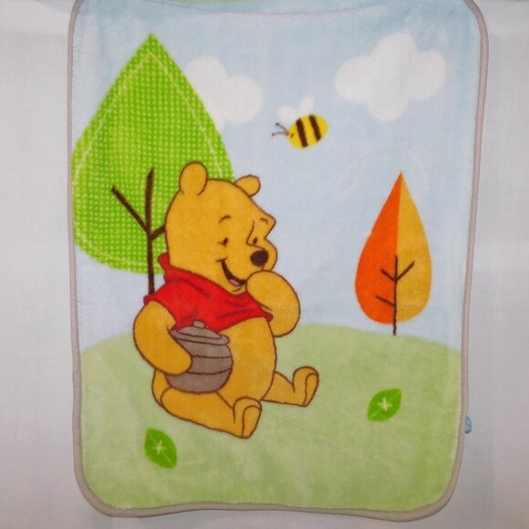 Disney Winnie the Pooh Honey Pot Bumble Bee Vintage Fleece Baby Blanket 30 x 39 - Picture 1 of 8